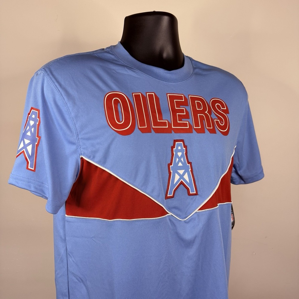 Retro Houston Oilers NFL Team Apparel‎ Short Sleeve Shirt Blue Red Men's Small